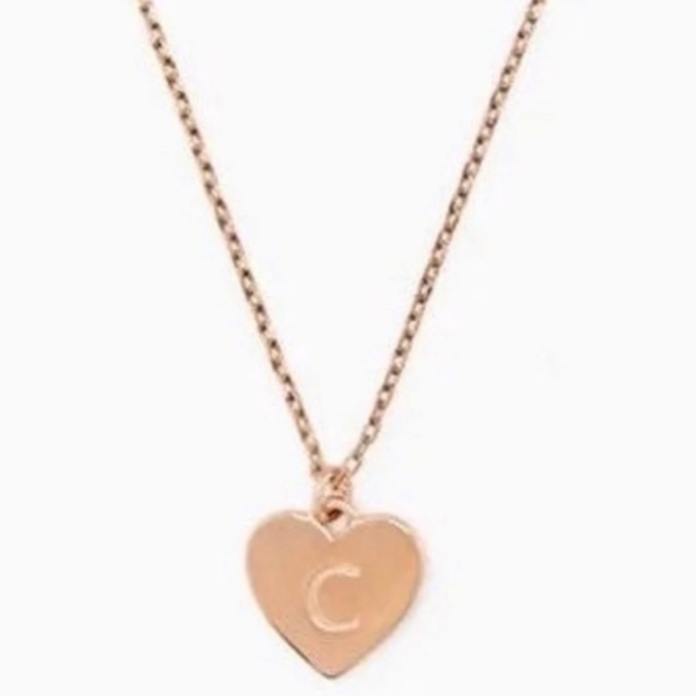 $69 Kate Spade Initial Here “C” Heart Pendant Necklace in Rose Gold-Tone - Picture 5 of 8